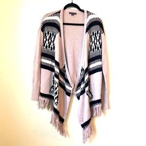 AEO Fringe Open Front Western Wool Blend Cardigan